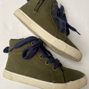 Cat & Jack Olive Green High-Top Sneakers with Navy Laces